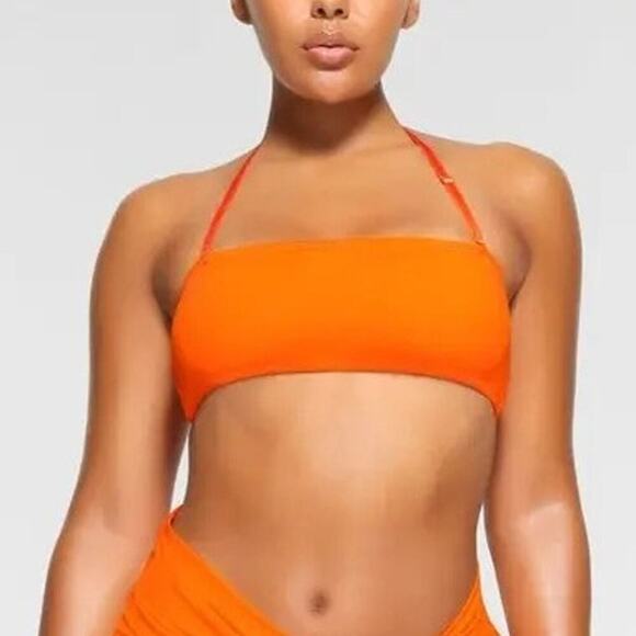 SKIMS Signature Swim Bandeau Bikini Top Strapless Swimwear in Orange NWT XXS - Picture 1 of 9